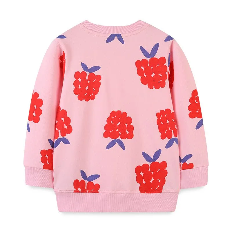 Toddler/Kid Girl's Pink Sweatshirt with Fruit Pattern Design