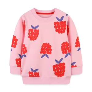 Toddler/Kid Girl's Pink Sweatshirt with Fruit Pattern Design