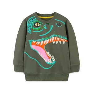 Toddler/Kid's Long Sleeve Dinosaur Print Design Cotton Sweatshirt