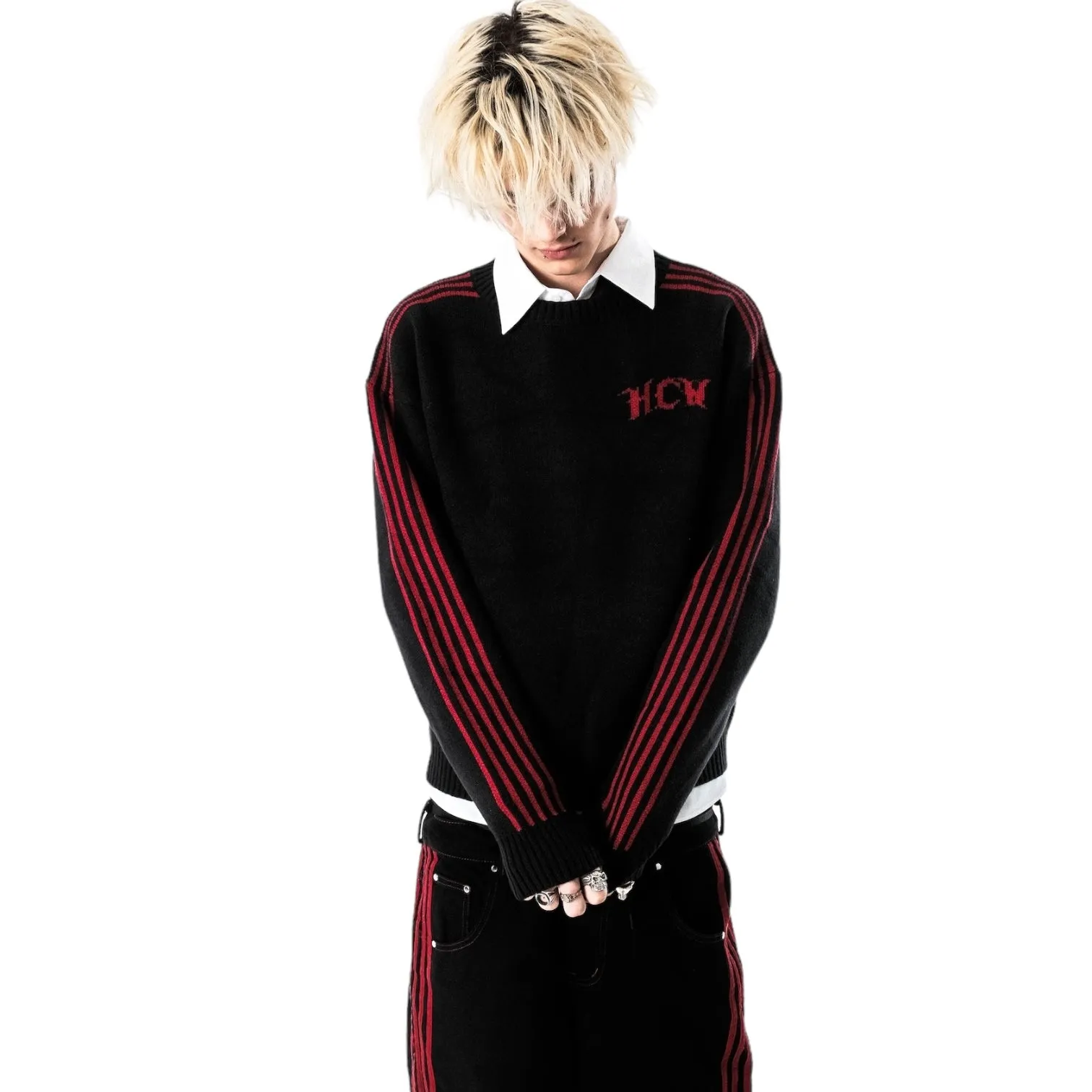 TRACK KNIT (BLACK/RED)