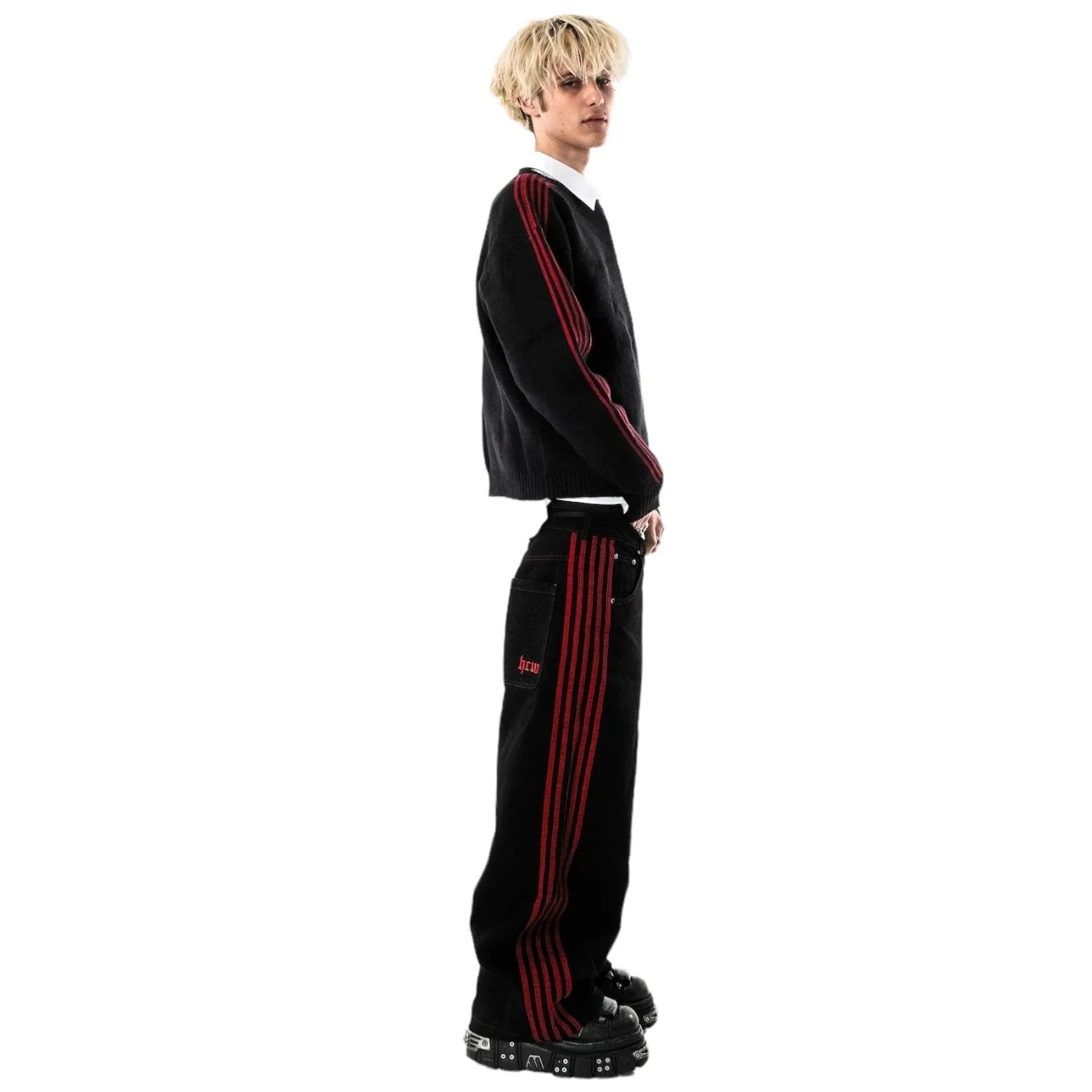 TRACK KNIT (BLACK/RED)