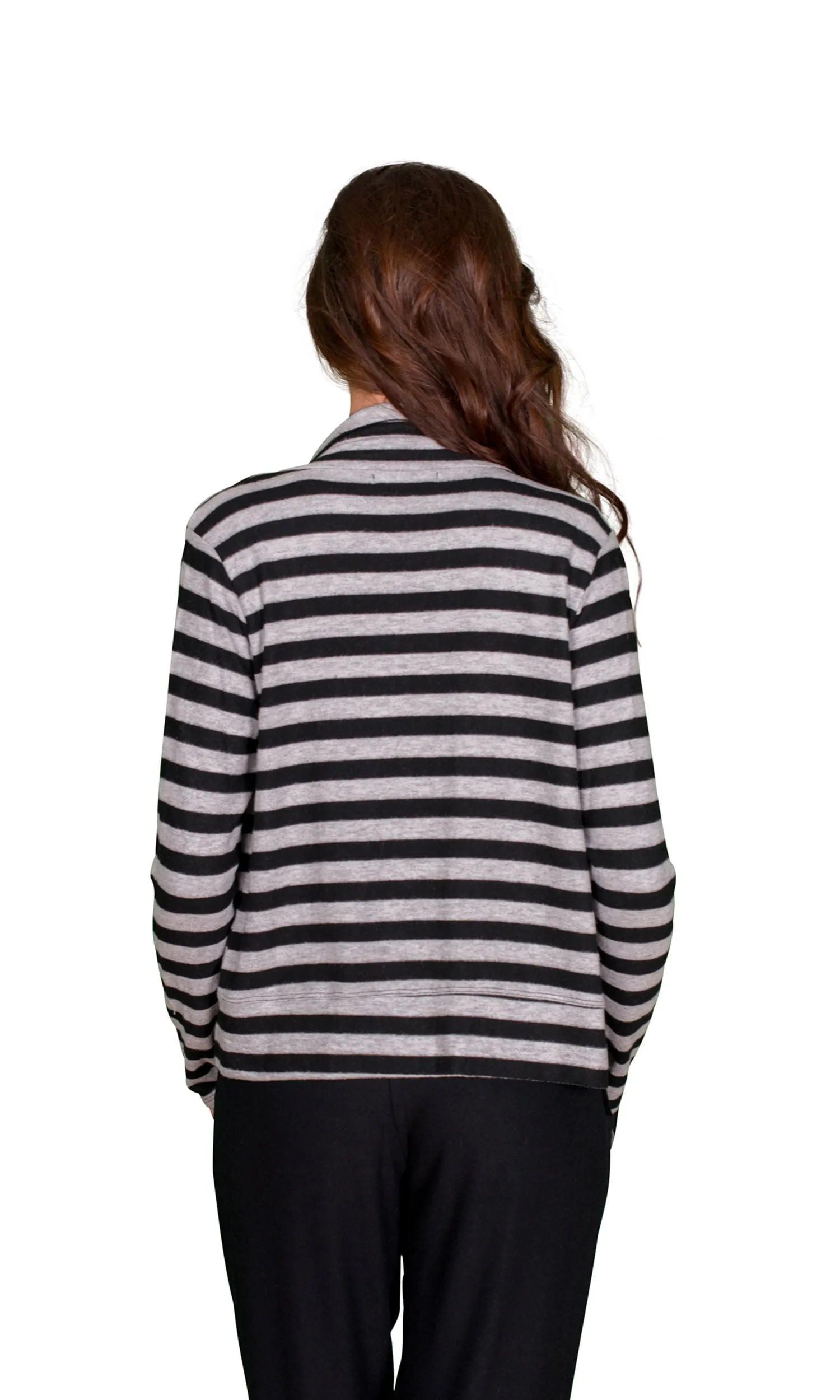 Velvet by Graham & Spencer Violetta Cozy Jersey Striped Cardigan