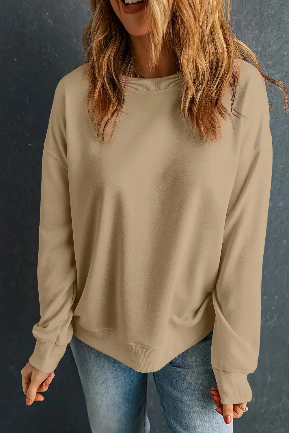 Versatile Khaki Crewneck Sweatshirt