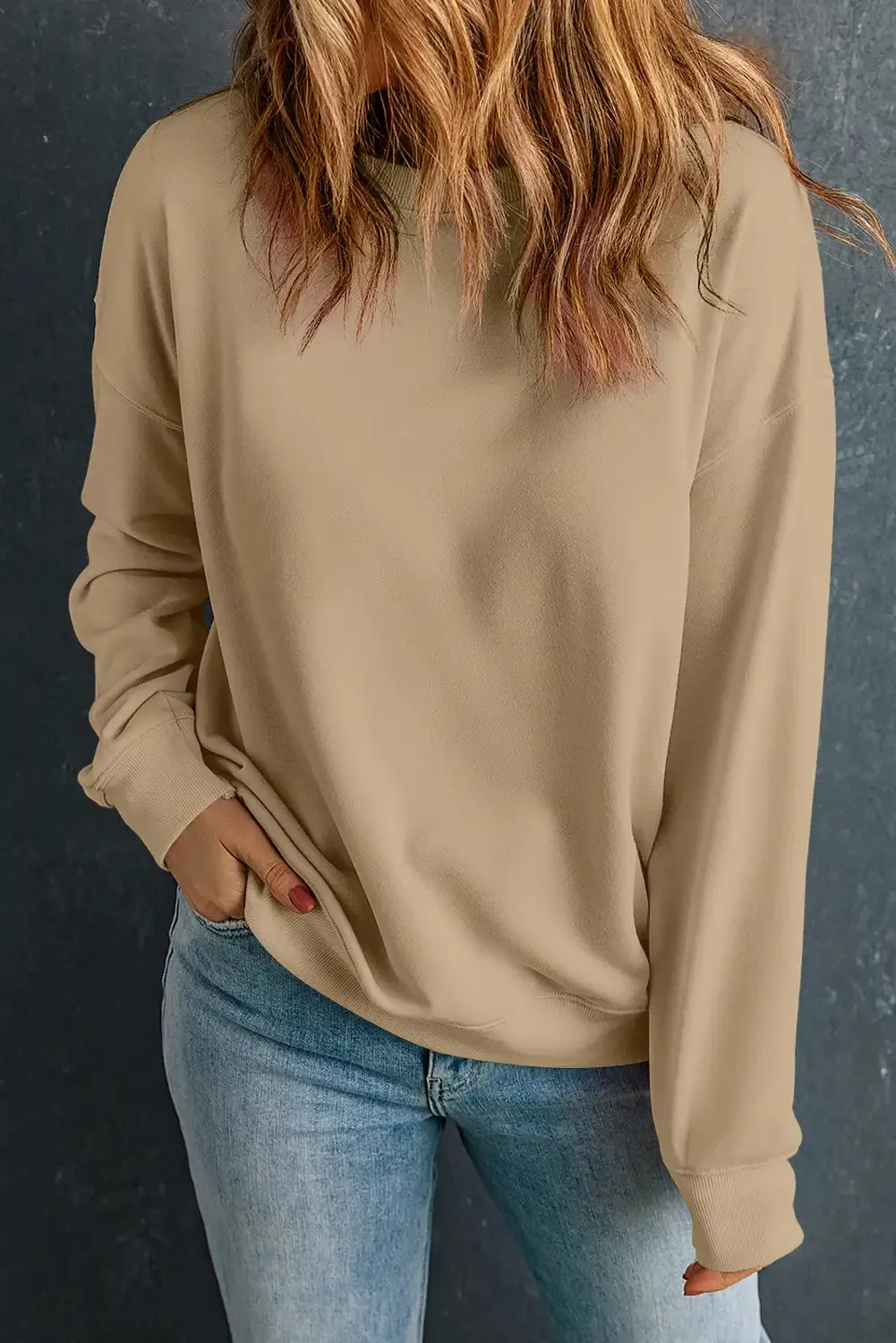 Versatile Khaki Crewneck Sweatshirt