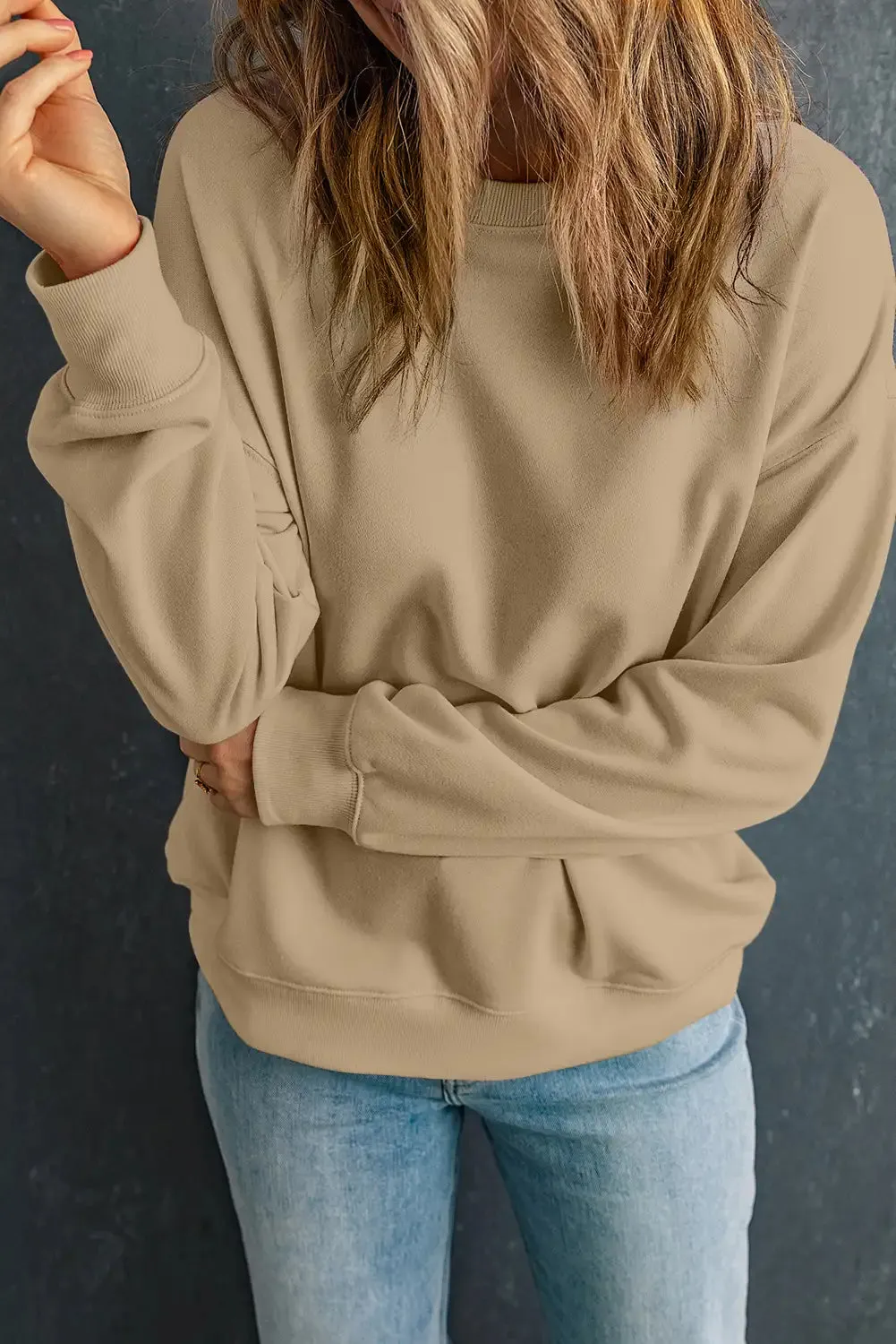 Versatile Khaki Crewneck Sweatshirt