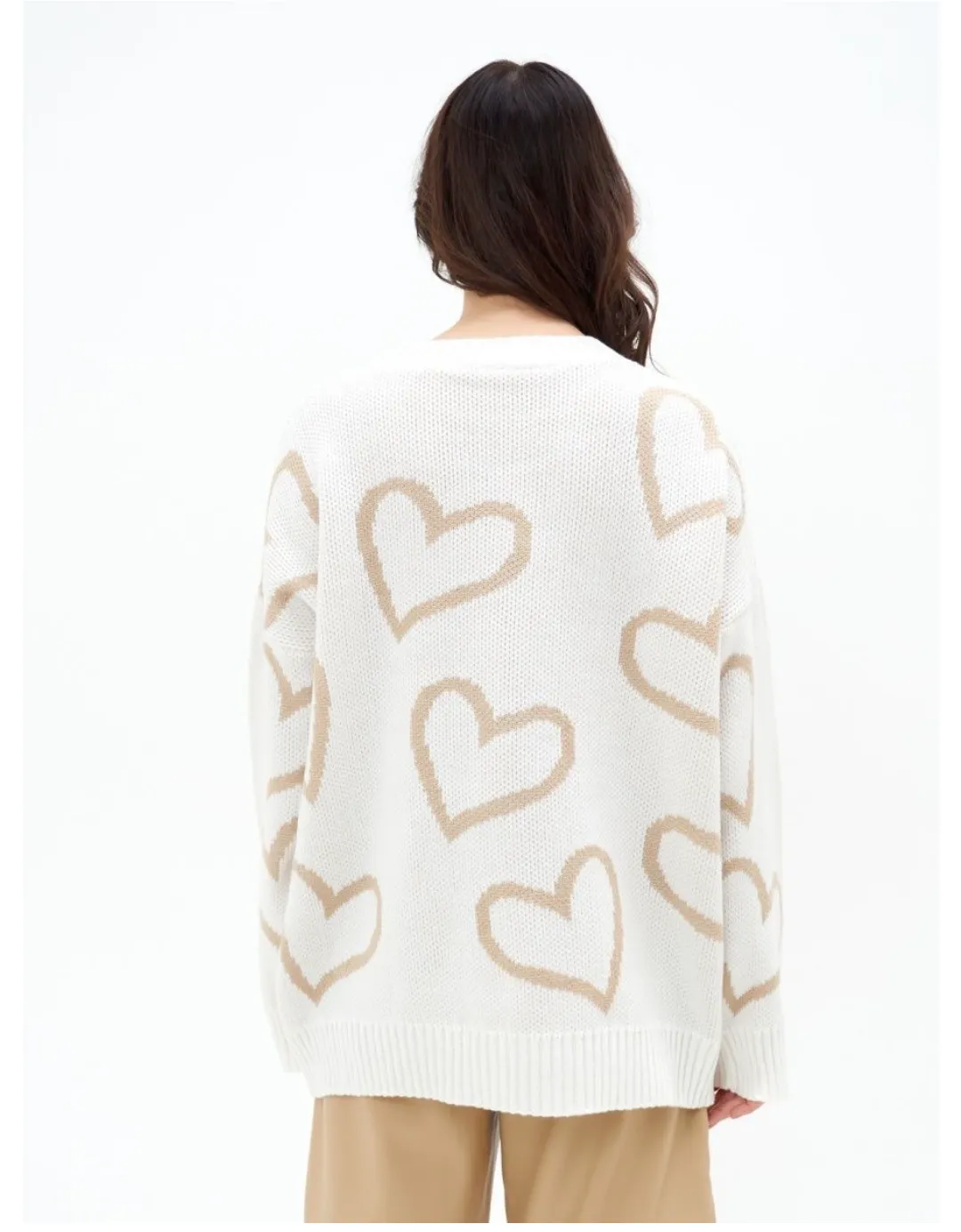 Winter Round Neck Love Contrast Color Sweater Loose Pullover Sweater