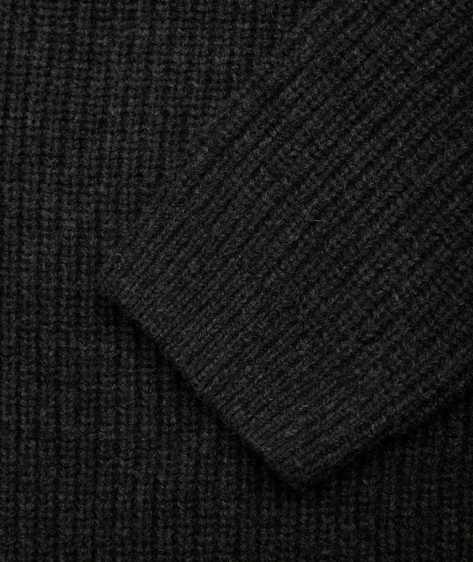 Wool Knit Cardigan - Dark Grey Melange