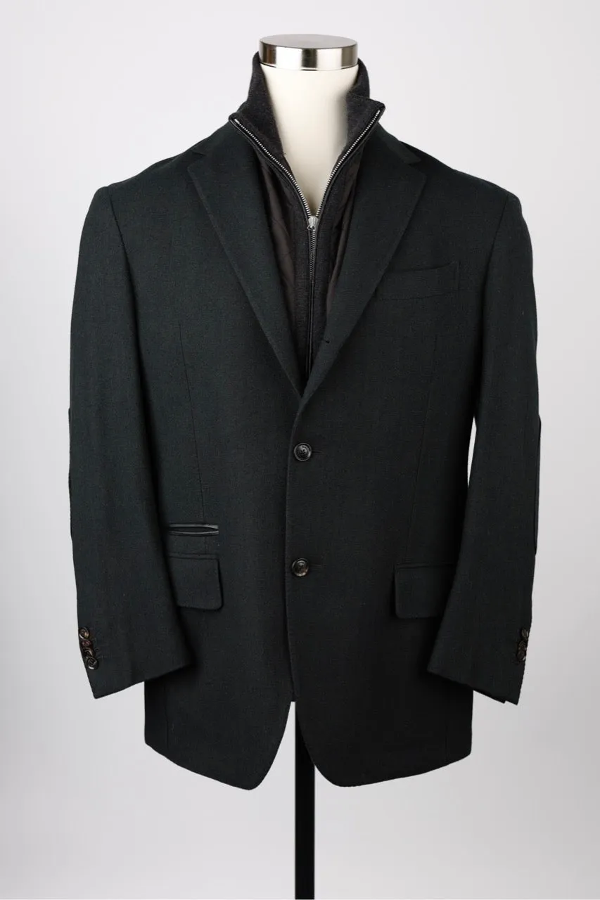 Wool/Cashmere Herringbone Sport Coat w/ Removable Insert