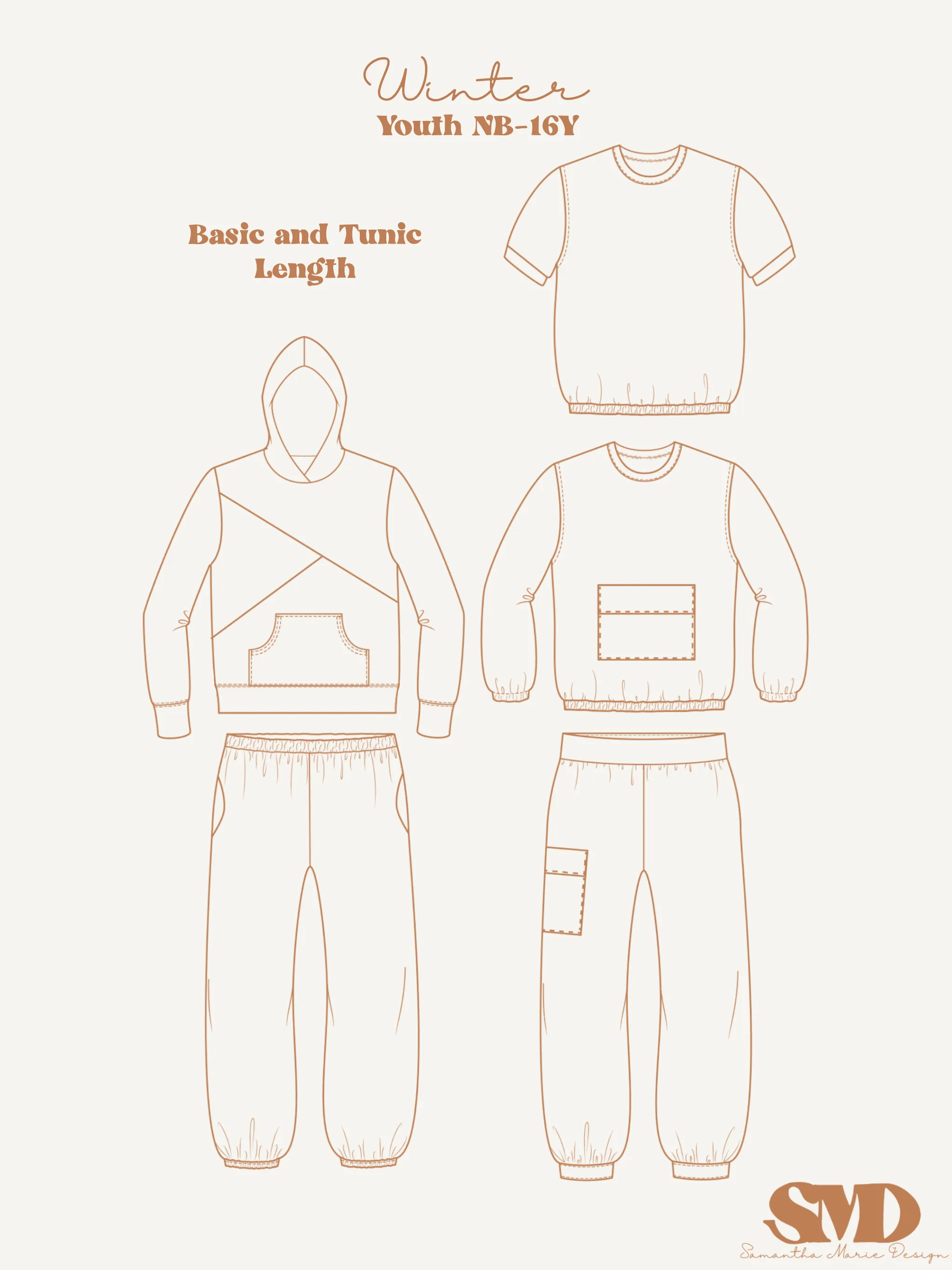 Youth Winter Set Digital Sewing Pattern Sizes NB-16Y