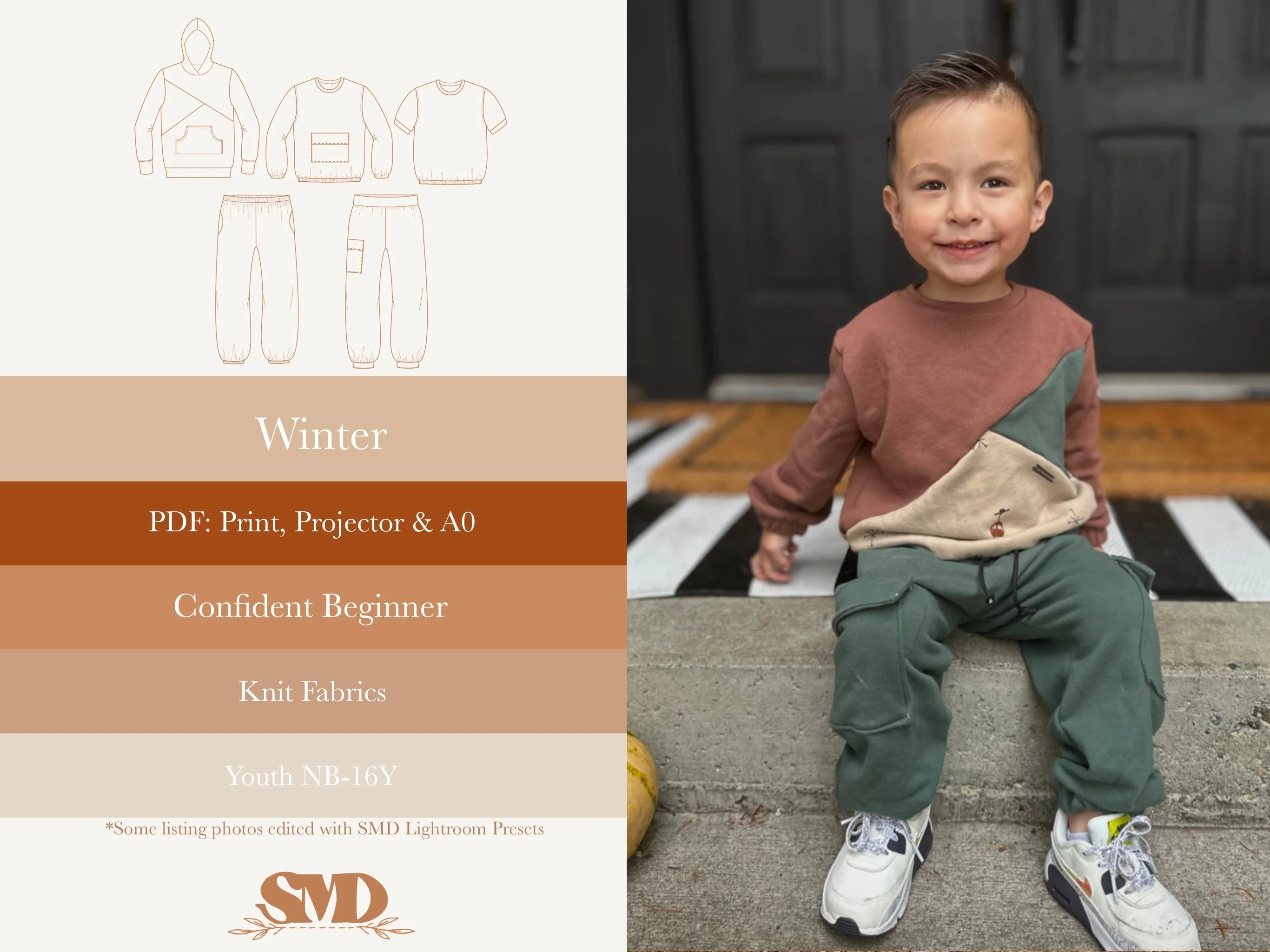 Youth Winter Set Digital Sewing Pattern Sizes NB-16Y